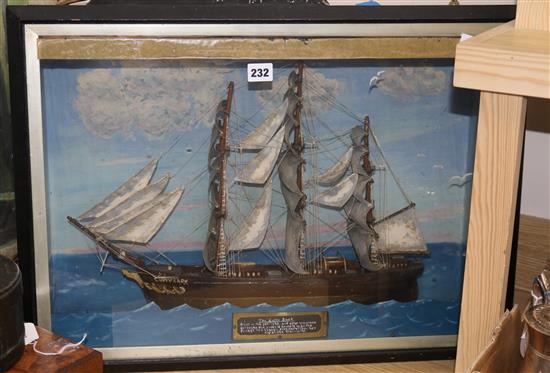 A cased diorama of the Cutty Sark width 64cm